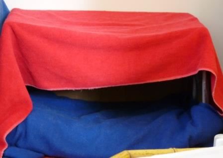 Cave with draped opening.